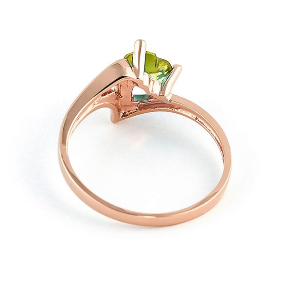 14k Rose Gold Heart Peridot Ring US Size 7 Made in USA Solid Gold Genuine Gem - Picture 5 of 14